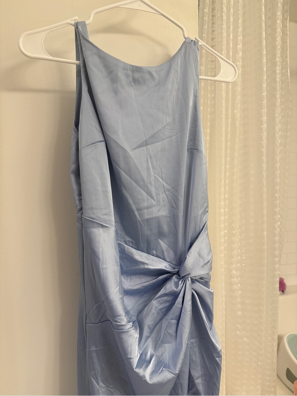 Abercrombie & Fitch Light Blue One-Shoulder Knot Dress